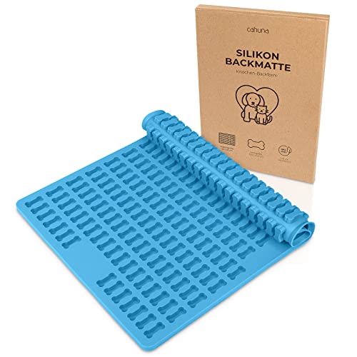 Cahuna Silikon Backmatte für Hundekekse mit Mini Knochen - Backform für Hundeleckerli BPA frei und mit Rand - Wiederverwendbare Backunterlage für den Backofen von Cahuna