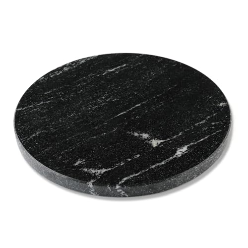 Cahzfie Luxuriöse Brasilien Naturgranit Schneidebrett, Rund, Ø 28 cm Küchenbrett, Deko Käseplatte, Buffet Servierplatte, Torten Platte, Hochzeitsgeschenk, Einweihungsgeschenk (Via Lactea) von Cahzfie