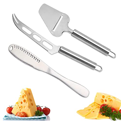 CaiYuanGJ 3 Stück Edelstahl Käsehobel Set, Käseschneider Edelstahl, Käsemesser Käsehobel, Käsemesser Set, Profi Käseschneider, Edelstahl, für Hartkäse, Weichkäse und Butter von CaiYuanGJ