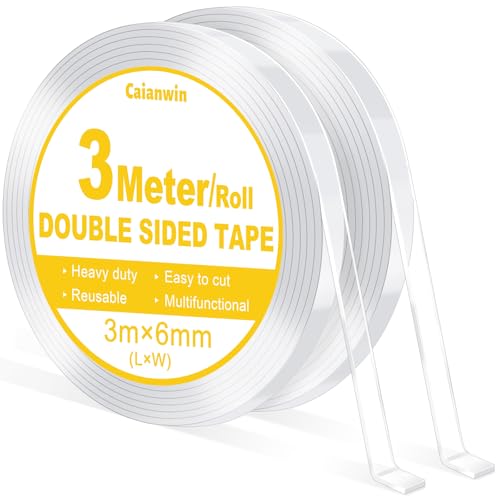 Caianwin Mini 6mm Doppelseitiges Klebeband Extra Stark Double Sided Tape Transparent Nano Tape Ablösbar Doppelseitig Klebeband für Dekorative Gegenstände, Kleine Ornamente, Fotowände(6M/2 Rollen) Caianwin Mini 6mm Doppelseitiges Klebeband Extra Stark Double Sided Tape Transparent Nano Tape Ablösbar Doppelseitig Klebeband für Dekorative Gegenstände, Kleine Ornamente, Fotowände(6M/2 Rollen) von Caianwin