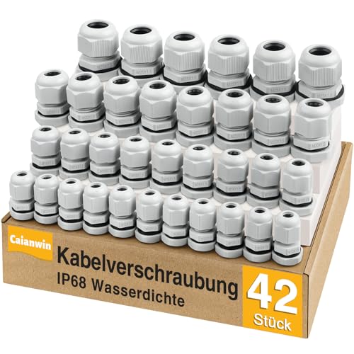 42Pcs Kabelverschraubung Set - Caianwin IP68 Kabeldurchführung Wasserdicht M12 M16 M20 M25 Verschraubung set für Abzweigkasten,Verteilerkasten, Aufputz-Sicherungskasten,Wandverteiler 42Pcs Kabelverschraubung Set - Caianwin IP68 Kabeldurchführung Wasserdicht M12 M16 M20 M25 Verschraubung set für Abzweigkasten,Verteilerkasten, Aufputz-Sicherungskasten,Wandverteiler von Caianwin