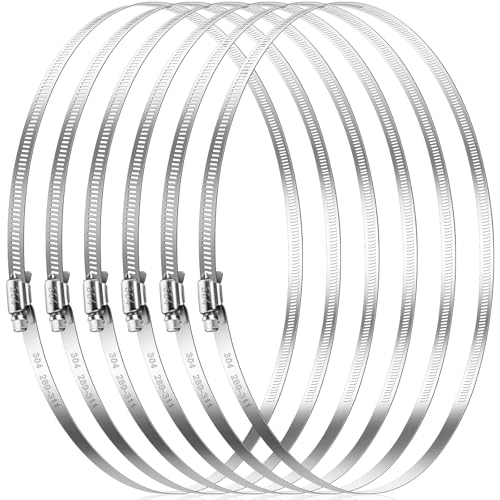 Caianwin 6 Stück 289-311mm Schlauchschellen Groß Edelstahl Rohrschellen Einstellbare Schellen für Abluftschlauch, Trocknerbelüftungen, Schläuchen,Rohren von Caianwin
