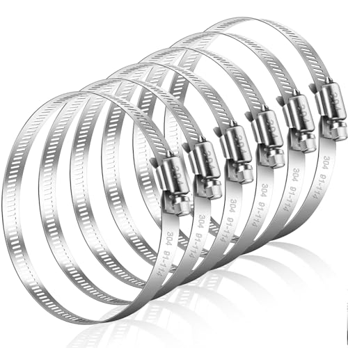 Caianwin 6 Stück 91-114mm Schlauchschellen Groß Edelstahl Rohrschellen Einstellbare Schellen für Abluftschlauch, Trocknerbelüftungen, Schläuchen,Rohren von Caianwin