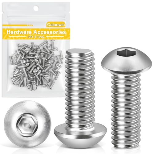 Caianwin M4 x 12mm 100Pcs Linsenkopfschrauben Innensechskant 304 Edelstahl Flachrundkopfschrauben für den Möbeleinbau,Industriebereiche von Caianwin