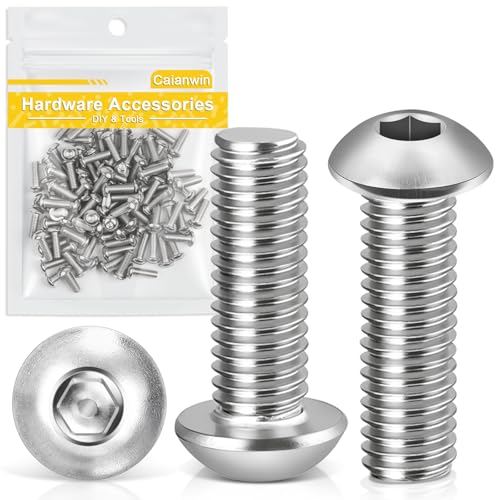 Caianwin M4 x 16mm 100Pcs Linsenkopfschrauben Innensechskant 304 Edelstahl Flachrundkopfschrauben für den Möbeleinbau,Industriebereiche von Caianwin