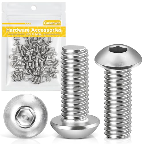 Caianwin M5 x 10mm 100Pcs Linsenkopfschrauben Innensechskant 304 Edelstahl Flachrundkopfschrauben für den Möbeleinbau,Industriebereiche von Caianwin