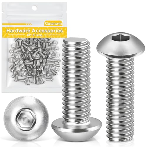 Caianwin M5 x 16mm 100Pcs Linsenkopfschrauben Innensechskant 304 Edelstahl Flachrundkopfschrauben für den Möbeleinbau,Industriebereiche von Caianwin