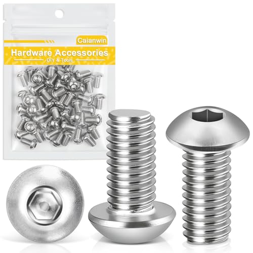 Caianwin M6 x 10mm 50Pcs Linsenkopfschrauben Innensechskant 304 Edelstahl Flachrundkopfschrauben für den Möbeleinbau,Industriebereiche von Caianwin