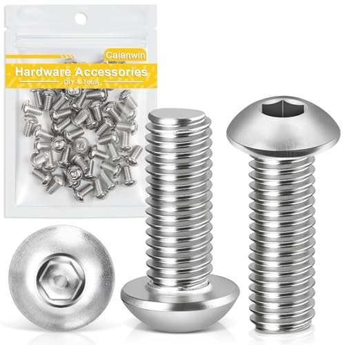 Caianwin M6 x 12mm 50Pcs Linsenkopfschrauben Innensechskant 304 Edelstahl Flachrundkopfschrauben für den Möbeleinbau,Industriebereiche von Caianwin