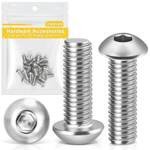 Caianwin M6 x 16mm 20Pcs Linsenkopfschrauben Innensechskant 304 Edelstahl Flachrundkopfschrauben für den Möbeleinbau,Industriebereiche von Caianwin