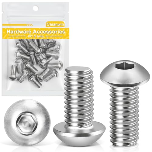 Caianwin M8 x 16mm 20Pcs Linsenkopfschrauben Innensechskant 304 Edelstahl Flachrundkopfschrauben für den Möbeleinbau,Industriebereiche von Caianwin