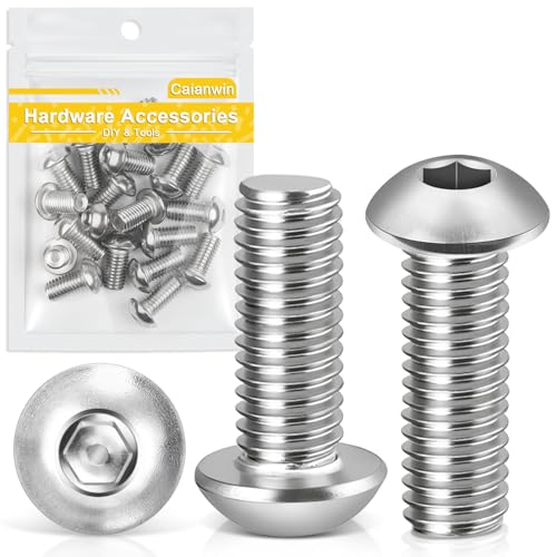 Caianwin 20 Stück M8 x 20 mm Linsenkopfschrauben Innensechskant A2 V2A Edelstahl Flachrundkopfschrauben für den Möbeleinbau, Industriebereiche von Caianwin