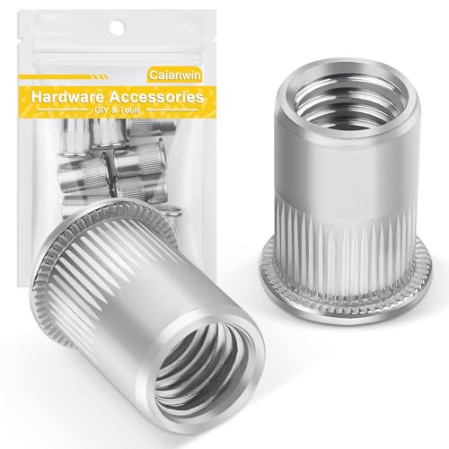 Caianwin 10 Stück Flachkopf Nietmuttern M12, Edelstahl A2 V2A, Blindnietmuttern für Metall, Kunststoff, Glasfaser von Caianwin
