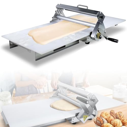 (12"/15.5") Teigausrollmaschine aus Edelstahl, manuelle klappbare Teigausrollmaschine, Thekenausrollmaschine, für Bäckerei, Pizza und Croissants,Homeuse von Caibendss