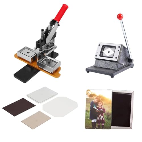 Fotomagnet-Herstellungsmaschine, Fotomagnet-Maschine + Papierschneider + Materialien zum Dekorieren des Kühlschranks,6.5 * 9cm2.6 * 3.6in-120Setofmaterials von Caibendss