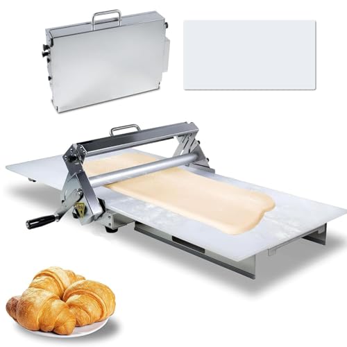 Manuelle klappbare Teigausrollmaschine, Edelstahl-Teigausrollmaschine, Thekenausrollmaschine 12"/15.5" (1 Scrolling Panel) für Bäckerei, Pizza und Croissants,Homeuse von Caibendss