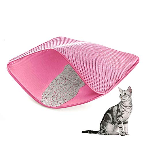 Matte für Katzentoilette für große Katzen, wasserdicht, ungiftig, EVA, doppelte Schicht aus Wabenmuster, PVC-Design, ideal für Haus, Balkon, Haus, Wohnzimmer (XL-55 x 75 cm, Rosa) von Caidi