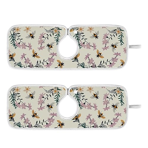2 Stück Küchenarmaturmatte saugfähig waschbar Spüle Spritzschutz Wasserhahn Abtropfmatte Bar Arbeitsplatte Wasserauffangmatte groß 76,2 x 12,7 cm Vintage Stickerei Honigbiene Happy Good Luck von Caihoyu