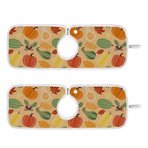 2 Stück Wasserhahn saugfähige Matte Herbst Thanksgiving Day Ernte Symbol waschbar Spüle Spritzschutz Badezimmer Wasserhahn Tropftrocknen Matte Küchenzubehör Medium 58,4 x 12,7 cm Herbst Erntedankfest von Caihoyu