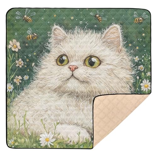 Art Selkirk Rex Katzen-Spielmatte für drinnen und draußen, ungiftig, Bauch- und Krabbelmatte für Babys, Kleinkinder, 127 x 127 cm, Grün Art Selkirk Rex Katzen-Spielmatte für drinnen und draußen, ungiftig, Bauch- und Krabbelmatte für Babys, Kleinkinder, 127 x 127 cm, Grün von Caihoyu