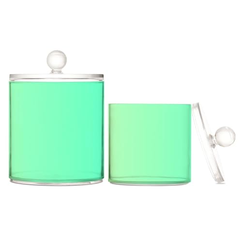 Aufbewahrungsbehälter aus Kunststoff, Farbverlauf, dunkelgrün, transparent, mit Deckel, Badezimmer-Utensilien, dekorativer Aufbewahrungsbehälter für Wattestäbchen, Wattepad, 2 Stück Aufbewahrungsbehälter aus Kunststoff, Farbverlauf, dunkelgrün, transparent, mit Deckel, Badezimmer-Utensilien, dekorativer Aufbewahrungsbehälter für Wattestäbchen, Wattepad, 2 Stück von Caihoyu
