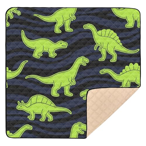 Baby-Spielmatte für den Boden, wasserabweisend, Dinosaurier-Muster, Dinosaurier-Muster, 127 x 127 cm, Neongrün Baby-Spielmatte für den Boden, wasserabweisend, Dinosaurier-Muster, Dinosaurier-Muster, 127 x 127 cm, Neongrün von Caihoyu