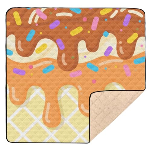 Babyspielmatte mit niedlichem Eiscreme-Muster, weich gepolstert, für den Boden, tragbar, gepolstert, für Babys, Kleinkinder, 127 x 127 cm Babyspielmatte mit niedlichem Eiscreme-Muster, weich gepolstert, für den Boden, tragbar, gepolstert, für Babys, Kleinkinder, 127 x 127 cm von Caihoyu