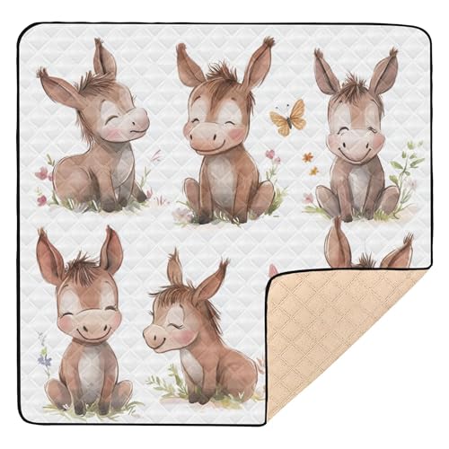 Babyspielmatte mit niedlichem Esel, weich, gepolstert, für den Boden, 1-teilige Trittmatte für Babys, Kleinkinder, 127 x 127 cm, Weiß Babyspielmatte mit niedlichem Esel, weich, gepolstert, für den Boden, 1-teilige Trittmatte für Babys, Kleinkinder, 127 x 127 cm, Weiß von Caihoyu