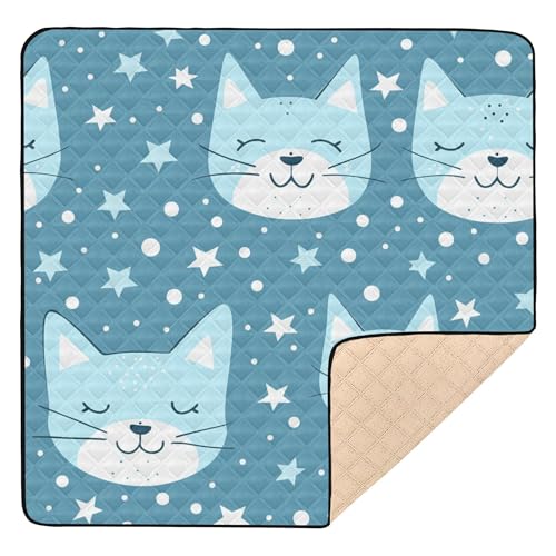 Blue Cats Stars große rutschfeste Baby-Gymnastik- und Aktivitätsmatte für Boden, ungiftig, Bauchzeitmatte für Babys, Kleinkinder, 127 x 127 cm Blue Cats Stars große rutschfeste Baby-Gymnastik- und Aktivitätsmatte für Boden, ungiftig, Bauchzeitmatte für Babys, Kleinkinder, 127 x 127 cm von Caihoyu