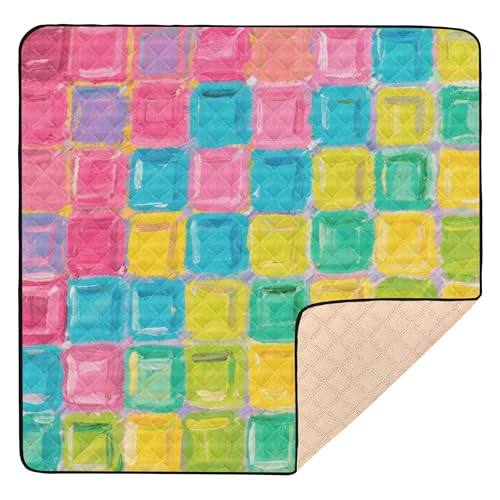 Bunte Spielmatte mit Schmucksteinen, dekorativ, groß, stilvolle Baby-Spielmatte für den Boden, 1-teilige Aktivitätsmatte für Baby, Kleinkind, 127 x 127 cm von Caihoyu