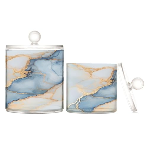 Caihoyu Aufbewahrungsbehälter aus Kunststoff, Marmor, weiß, transparent, mit Deckel, Speisekammer, Essentials, dekorativer Aufbewahrungsbehälter für Wattestäbchen, Wattepad, 2 Stück Caihoyu Aufbewahrungsbehälter aus Kunststoff, Marmor, weiß, transparent, mit Deckel, Speisekammer, Essentials, dekorativer Aufbewahrungsbehälter für Wattestäbchen, Wattepad, 2 Stück von Caihoyu