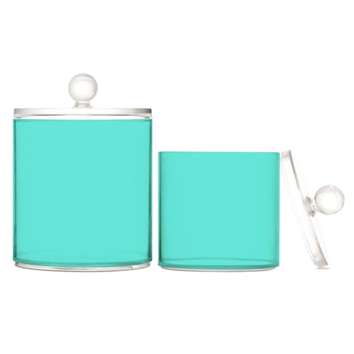 Caihoyu Blaugrüne transparente Kunststoff-Aufbewahrungsbehälter mit Deckel, Speisekammer, Essentials, dekorative Aufbewahrungsbehälter für Wattestäbchen, Wattepad, 2 Stück Caihoyu Blaugrüne transparente Kunststoff-Aufbewahrungsbehälter mit Deckel, Speisekammer, Essentials, dekorative Aufbewahrungsbehälter für Wattestäbchen, Wattepad, 2 Stück von Caihoyu