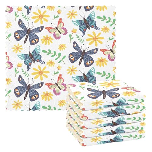 Caihoyu Bright Safari Schmetterlinge Wildblumen Küchentuch Mikrofaser türkische Geschirrtücher Frottee Handtücher Küchenhandtücher von Caihoyu