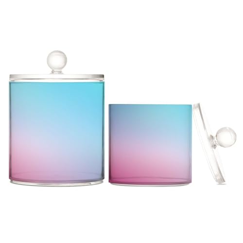 Caihoyu Kunststoffbehälter zur Aufbewahrung mit Deckel, Speisekammer, Essentials, dekorative kleine Aufbewahrungsbehälter für Wattestäbchen, Wattepad, Blaugrün, Farbverlauf, Blau, Rosa, 2 Stück Caihoyu Kunststoffbehälter zur Aufbewahrung mit Deckel, Speisekammer, Essentials, dekorative kleine Aufbewahrungsbehälter für Wattestäbchen, Wattepad, Blaugrün, Farbverlauf, Blau, Rosa, 2 Stück von Caihoyu