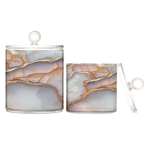 Caihoyu Marmor-Aufbewahrungsbehälter aus Kunststoff, Rotgold, Weiß, transparent, mit Deckel, Büroutensilien, dekorative kleine Aufbewahrungsbehälter für Wattestäbchen, Wattepad, 2 Stück Caihoyu Marmor-Aufbewahrungsbehälter aus Kunststoff, Rotgold, Weiß, transparent, mit Deckel, Büroutensilien, dekorative kleine Aufbewahrungsbehälter für Wattestäbchen, Wattepad, 2 Stück von Caihoyu