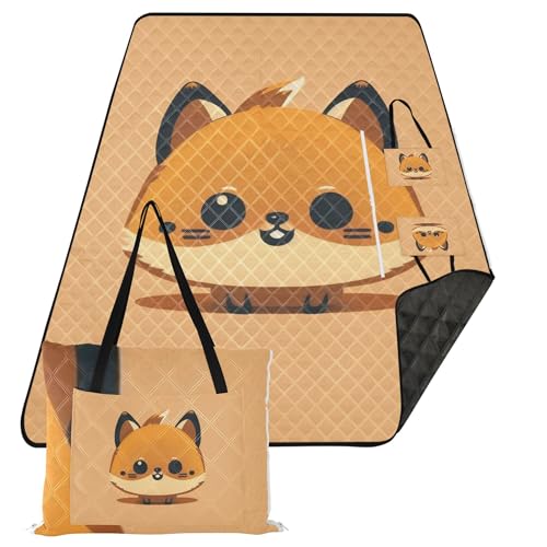 Caihoyu Outdoor-Decken, sanddicht, Party-Seetag-Essentials, für Kinder, Picknickartikel, Cartoon-niedlicher kleiner Fuchs von Caihoyu
