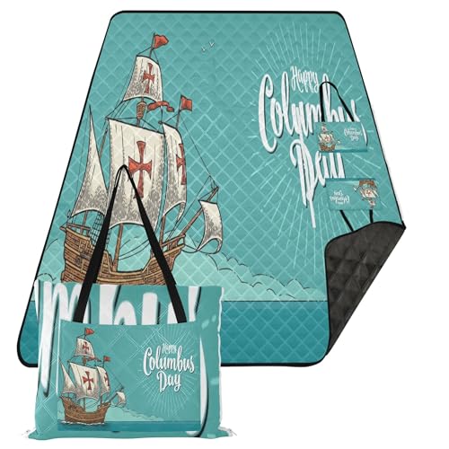 Caihoyu Outdoor-Matte, weich, für drinnen und draußen, Spielmatte für Damen, 30er-Jahre-Picknickartikel, Segelschiff, schwimmend auf Meereswellen von Caihoyu