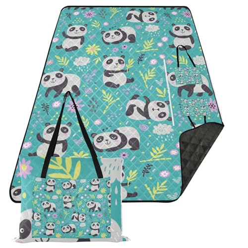 Caihoyu Picknick-Matte, verstaubar, große Outdoor-Decke für Boden, Konzertdecke, niedliche Pandas von Caihoyu
