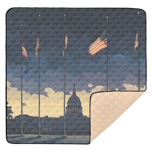 Flags Buildings Große stabile Baby-Gymnastik- und Aktivitätsmatte für den Boden, 1-teilige Bauch-Aktivitätsmatte für Babys, Kleinkinder, 127 x 127 cm von Caihoyu