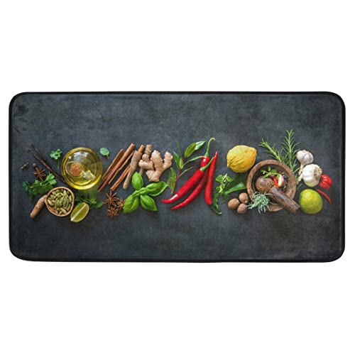 Frische aromatische Kräuter und Gewürze Küchenteppich Waschküche Matte Bauernhaus Dekor Bodenläufer Teppich Schlafzimmer Veranda Fußmatte 99,1 x 50,8 cm von Caihoyu