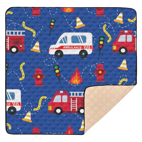 Große stilvolle Baby-Spielmatte für drinnen und draußen, wasserdicht, Krabbelmatte für Babys, Kleinkinder, 127 x 127 cm, Krankenwagen, Feuerwehr, Feuerwehrauto Große stilvolle Baby-Spielmatte für drinnen und draußen, wasserdicht, Krabbelmatte für Babys, Kleinkinder, 127 x 127 cm, Krankenwagen, Feuerwehr, Feuerwehrauto von Caihoyu