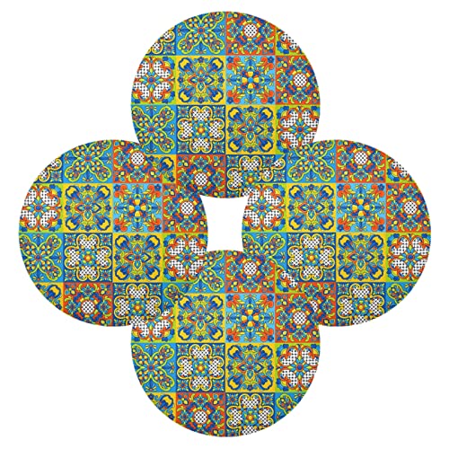 Mexikanische Ornamente Blumen Runde Tisch Platzsets Set von 1 Polyester Hitzebeständig Rutschfest Waschbar Tischmatten für Zuhause Küche Urlaub Hochzeit Party Mexikanische Ornamente Blumen Runde Tisch Platzsets Set von 1 Polyester Hitzebeständig Rutschfest Waschbar Tischmatten für Zuhause Küche Urlaub Hochzeit Party von Caihoyu