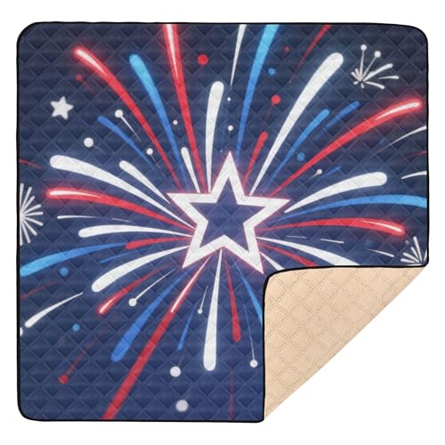 Patriotisches Stern-Feuerwerk-Emblem, niedlich, faltbar, Baby-Spielmatte für den Boden, 1-teilige Spielmatte für Babys, Kleinkinder, 127 x 127 cm Patriotisches Stern-Feuerwerk-Emblem, niedlich, faltbar, Baby-Spielmatte für den Boden, 1-teilige Spielmatte für Babys, Kleinkinder, 127 x 127 cm von Caihoyu