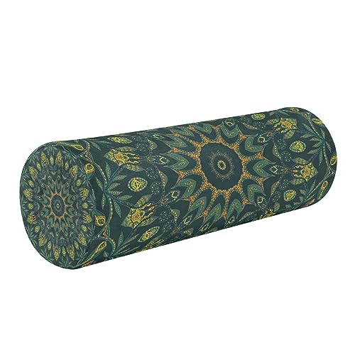 Yoga Bolster Kissen Rundhals Rolle Kissen Form Lendenwirbelkissen Schaum Zylinderkissen Zylindrische Kissenbezüge mit Reißverschluss Bunte Malerei Kaleidoskop Mandala von Caihoyu