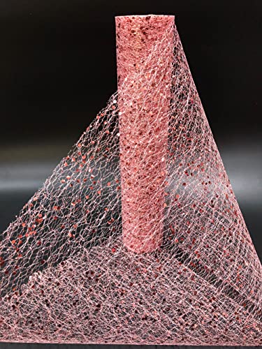 Funkeln Metallic Gold Dünne Tischläufer Pailletten Glitzer Metallic-Folie Dünne Maschenrolle Hochzeitstag Party Dekor Geschenk Blumen DIY Verpackung 30CM * 914CM (Rose Gold) von CaiiBtntgb