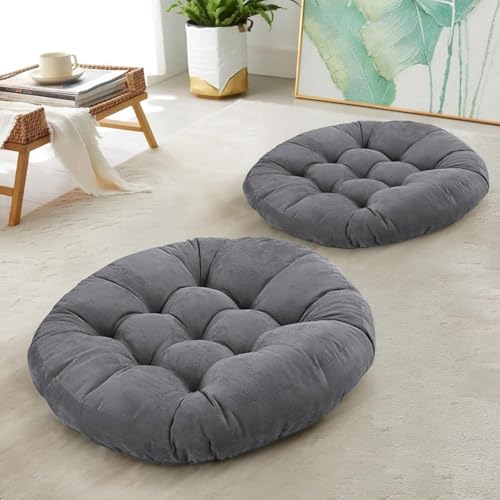 2Er Pack Bodenkissen, Runde Große Sitzkissen Für Erwachsene, Getuftetes Cordkissen Für Tatami Wohnzimmer B,2 von Caikbms