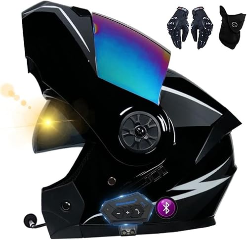 Caimcie Bluetooth-Motorrad-Modulhelm, hochklappbarer Fronthelm, ECE/DOT-geprüft, integrierte Doppelvisiere, hochfeste Schale, bequemes und atmungsaktives Futter I,S=55-56cm Caimcie Bluetooth-Motorrad-Modulhelm, hochklappbarer Fronthelm, ECE/DOT-geprüft, integrierte Doppelvisiere, hochfeste Schale, bequemes und atmungsaktives Futter I,S=55-56cm von Caimcie