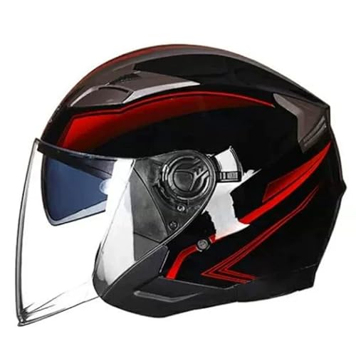 Caimcie Helme mit Doppellinsenvisier, offener Helm für Fahrräder, Motorräder, Roller, Reithelme, ECE/DOT-geprüft, universell für Männer und Frauen I,L=58-59cm von Caimcie