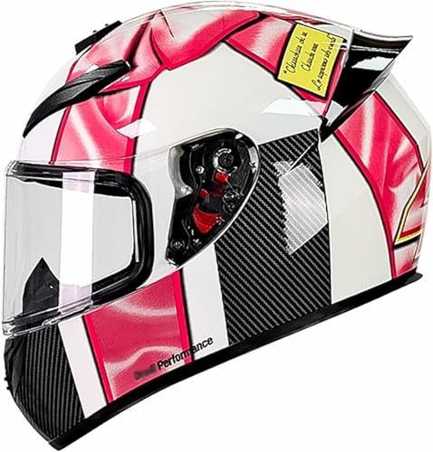 Caimcie Integralhelm für Motorradfahrer, ECE/DOT-geprüft, für Männer und Frauen, mit Visier, Motorrad-Rennsport-Crashhelm, Integralhelm für die Straße E,L=59-60cm von Caimcie