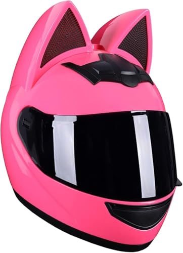 Caimcie Integralhelme für Motorradfahrer, DOT/ECE-geprüft, Katzenohren mit Visier, Roller-Rennhelm, Motocross-Helm, Integralhelme für Herren und Damen 13,XL=60-62cm von Caimcie